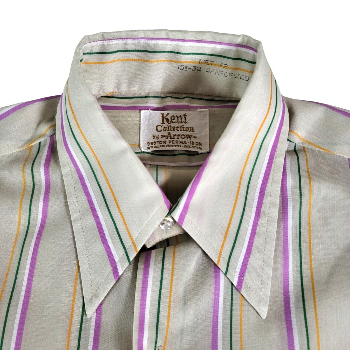 Vintage 60s 70s Arrow Kent Collection Mens Shirt Size 15 x