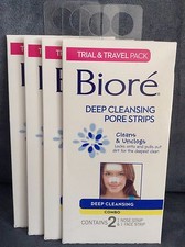 BIORE DEEP CLEANSING PORE STRIPS 2 PACK TRIAL SIZE - LOT OF 4 - BRAND NEW