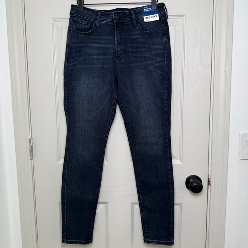 Old Navy Womens Jeans 10 Blue Rockstar Super Skinny Dark Wash Casual Mid-Rise