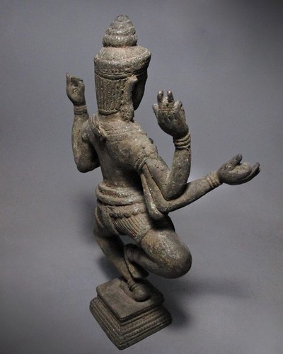 Scultura in bronzo Khmer Narayana figura a 6 braccia in posa danzante, stile Bayon - Foto 8 di 18