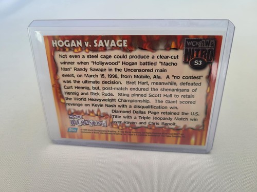 1999 Topps WWE / WCW / NWO Nitro #S3 HOGAN V. SAVAGE Card Wrestling Uncensored - Picture 2 of 2