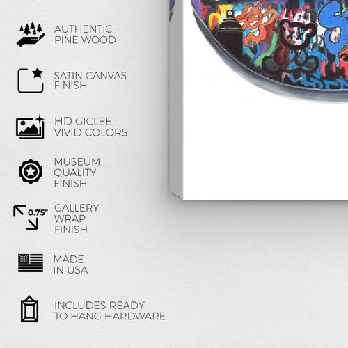 Wynwood Studio Contemporary Wrapped Canvas Art - Graffiti lips art,  20" x 24" - Picture 6 of 7