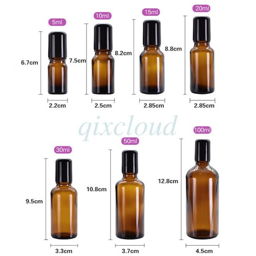 Olio essenziale vetro ambrato vuoto 5ml-100ml rotolo su bottiglie con sfera rullo in metallo - Foto 10 di 15