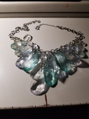 RJ Graziano Multi Drop Lucite Statement Necklace,SIGNED,USED