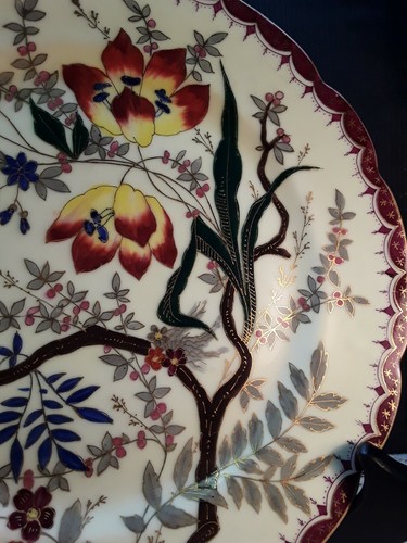 Vintage*DEUTSCHLAND*BIENENSTOCKMARKE*HANDBEMALT*DEKOTELLER*BLUMEN MIT GOLDINTARSIEN - Bild 4 von 9