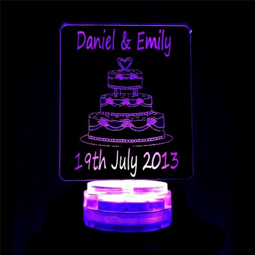Personalised Wedding Personalised Name 3d Led Light Colour Changing Cake Topper - Picture 3 of 6