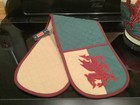 Stunning Welsh Flag / Red Dragon Passant Double Ended Oven Gloves By Woven Magic