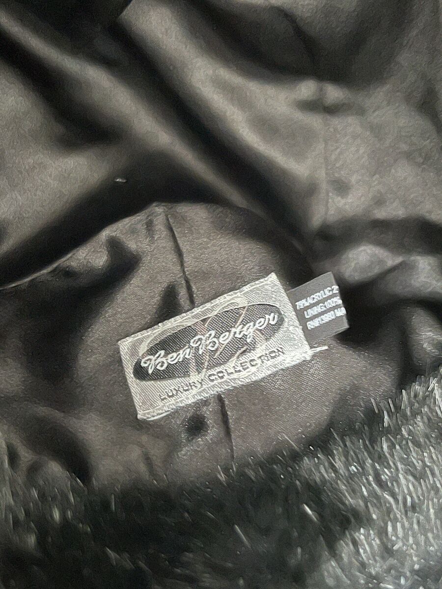 Vintage Ben Berger Luxury Collection Black Faux Fur Hat Roll