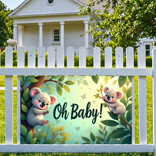 Baby Shower Koala Fiesta Decoración Telón de Fondo Oh Bebé Selva Animal Tema Banner - Imagen 3 de 15
