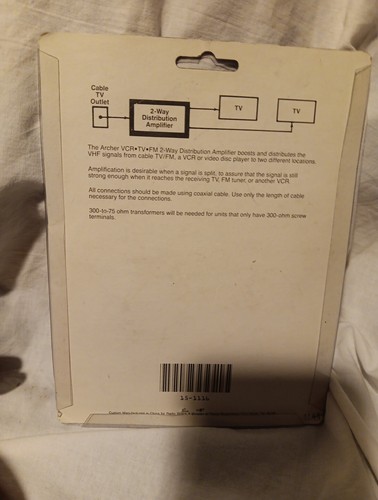Archer 15-1116 10db Audio/Video Signal Amplifier  2-Way UHF/VHF/FM 50-450MHz NEW - Picture 4 of 5