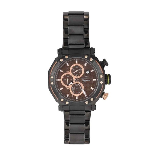 GENOA Quartz Movement Watch for Chocolate Dial ION Plated Black Strap Gifts