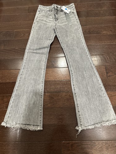 NWT Girl’s Tractr Low Rise Fray Hem Flare Jeans In Gray, Size 10 - Picture 4 of 6