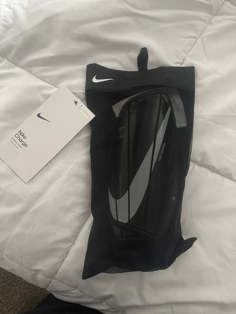 New Nike Charge Soccer Shin Guards for Adults - Large Size in Black and White