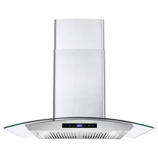 668WRCS75 Wall Mount Range Hood with Ducted Exhaust Vent, 3 Speed Fan, Soft T...