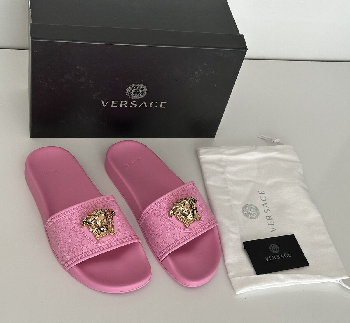 Light pink versace slides discount