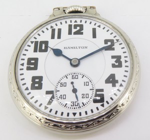 1930-Hamilton-992E-Elinvar-16s-21-Jewel-White-Gold-Filled-OF-Pocket-Watch