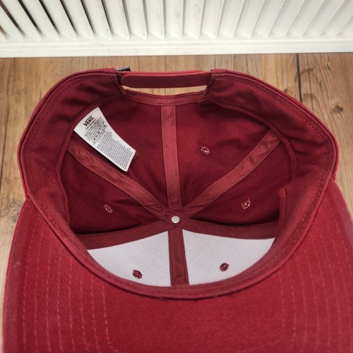 VANS Snapback Hat Cap Red Embroidered Logo Skater Flat Bill Canvas Casual Style - Picture 9 of 10