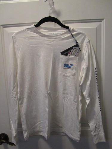 VINEYARD VINES BOYS GLOW IN THE DARK HOCKEY WHALE WHITE L/S TEE SIZE LARGE/ 16 - Picture 2 of 2