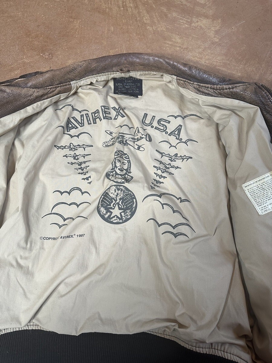 avirex G2ジャケット　USN Avirex Type G-2 1987 Leather Flight Jacket Bomber US Navy