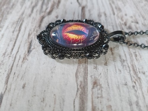 Custom Made Fantasy Yellow Dragon Eye Necklace - Picture 2 of 9