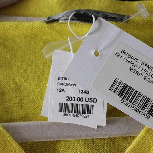 NWT Bonpoint Boys Long Sleeve Linen Blend Cardigan Sweater Yellow 12 - Picture 8 of 9