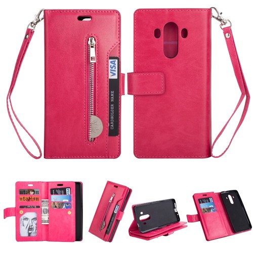 For Huawei P40 Pro P40 PU Leather Zipper Wallet Case Flip Magnetic Case Handbag - Picture 13 of 15