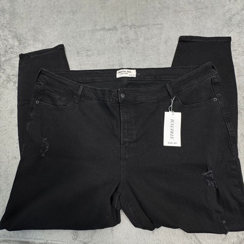 Creative Soul Jeans BRAND NEW Women's Size 24 Black Stretch Tapered - Picture 14 of 15