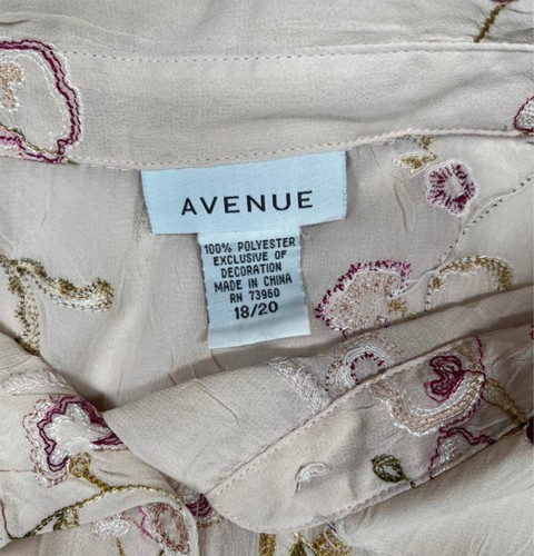 Camisa Blusa Boho Para Mujer Avenue Bordada Floral Abotonada Talla 18/20 - Imagen 2 de 4