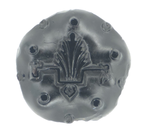 C1880s Antique Victorian Black Glass Palmette Button Silver Luster LOT .69-1.06" - Picture 6 of 7
