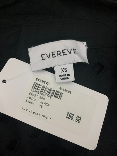 Evereve Liv Eyelet Shirt Black Size XS NWT - Imagen 3 de 4