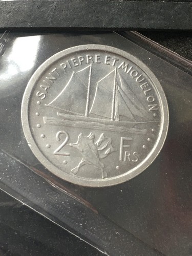 1948 St. Pierre & Miquelon, 2 Franc, Coin Mart Graded**MS-64** KM# 2 - Picture 6 of 9