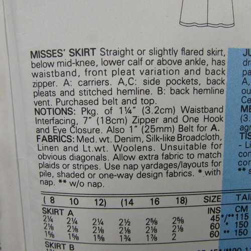 Vogue Skirt 14 16 18 Maxi Midi Straight Flared Very Easy Very Vogue 9850 Uncut - Picture 5 of 8