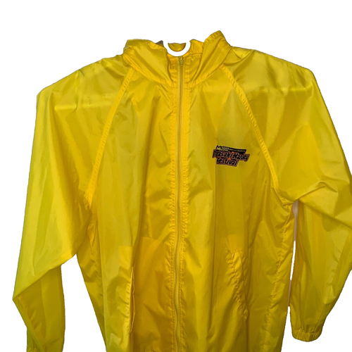 Motorcycle Jacket Nagasaki Harley Festival Japan 2002 Yellow Zip Hooded Nylon L - Picture 3 of 11