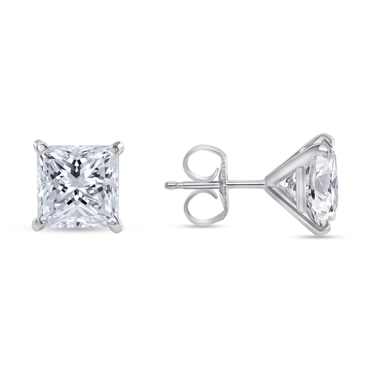 1.25 Ct Princess Lab Grown Diamond Earring Stud 14K White
