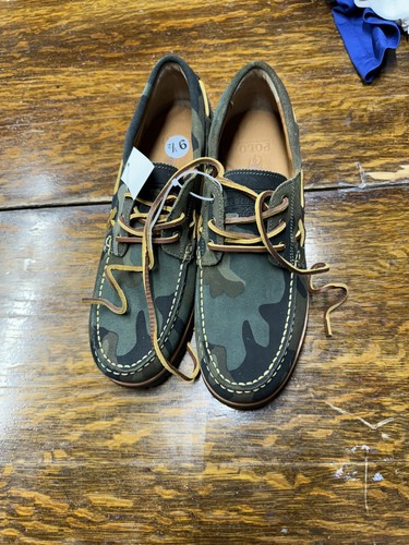 Polo Ralph Lauren Men's Ranger Deck Green Camo Suede Boat Shoe Size 9.5  $180 - Picture 2 of 6