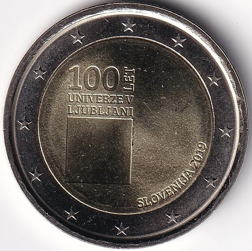 2 Euros Conmemorativos Eslovenia - 2019 - "100. Aniversario de la Universidad de Ljubijana" - Imagen 1 de 2