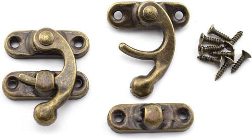 Retro Bronze Scharnier und Haspel Riegel Kit für Schmuckkästchen und Basteln 30 Teile - Bild 4 von 5