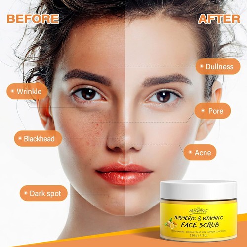 Vitamin C and Turmeric Face Scrub Cream Organics Microdermabrasion Facial Scrub - Picture 4 of 6
