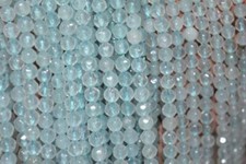 Natural 4mm Faceted Light Blue Aquamarine Round Gemstone Loose Beads 15"