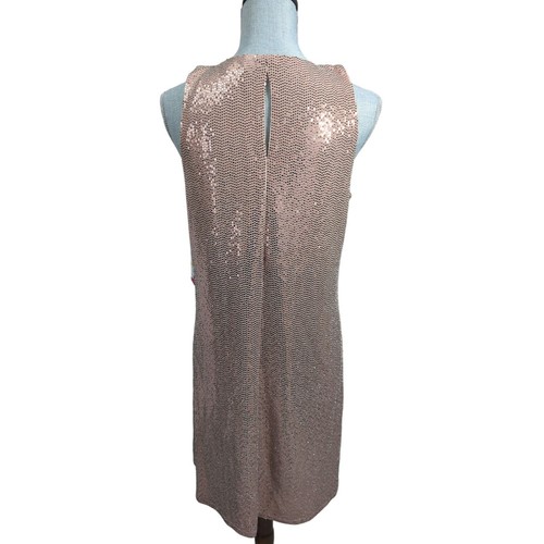 Abito donna Vince Camuto paillettes M oro rosa senza maniche buco della serratura schiena sopra il ginocchio - Foto 3 di 10