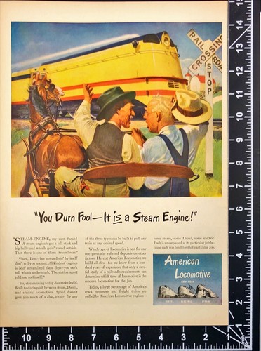 1944 American Locomotive Horse & Buggy Railroad Crossing Vintage Print Ad - Picture 2 of 6