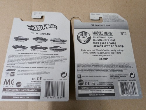 Hot Wheels 69 1969 Pontiac GTO Judge Red + 67 1967 GTO Silver Muscle Mania - Picture 8 of 8