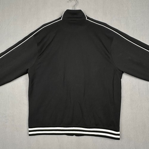 Vintage Y2K Reebok Jacket Men L Black Track Full Zip Warm Up Jersey Cuff Stripes - Picture 5 of 16
