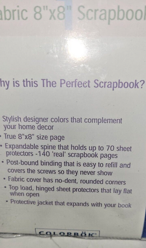 Colorbok 8x8The Perfect Scrapbook Acid Free Post Bound Blue Cloth NEW - Picture 4 of 9
