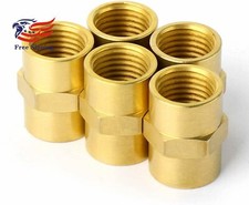 5PCS Brass Pipe Fitting Adapter Hex Nipple 1/4'' NPT Female x 1/4'' NPT Female