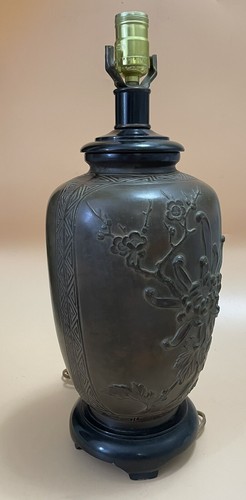 Vintage Marbro 1960s Japanese Meiji Style Bronze Chrysanthemum Lamp - Picture 13 of 24