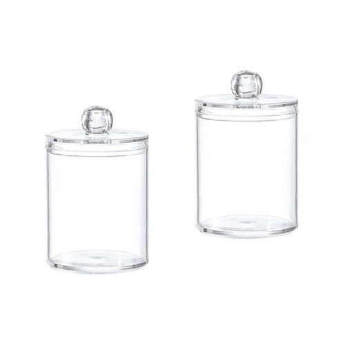 2x Bathroom Canisters Glass Jar with Lid Cotton Pad Container - Picture 6 of 12