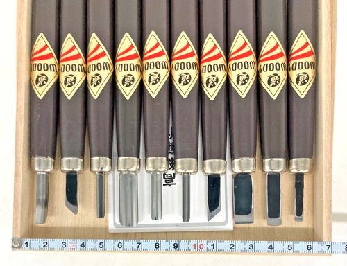 Woody Chisel Seal carving sword stylus Set of 10 w/ Wooden Box - Picture 4 of 8