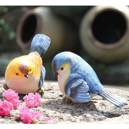 1 Pair Vivid Resin Bule Birds Rural Garden Ornament Home and Desk Decor - Picture 4 of 24