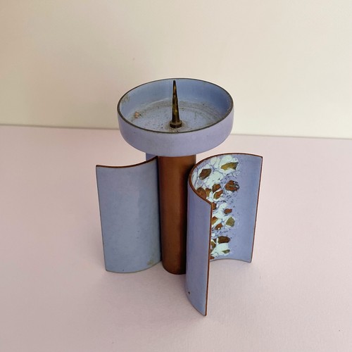 1970s Candlestick Candle Holder Candleabra COPPER ENAMEL OOAK! - Picture 5 of 6